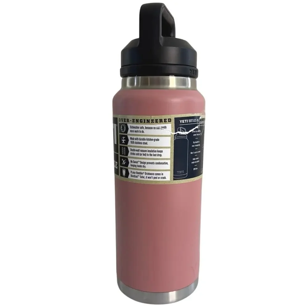NWT YETI Rambler 36oz. Water Bottle sandstone pink with chug cap